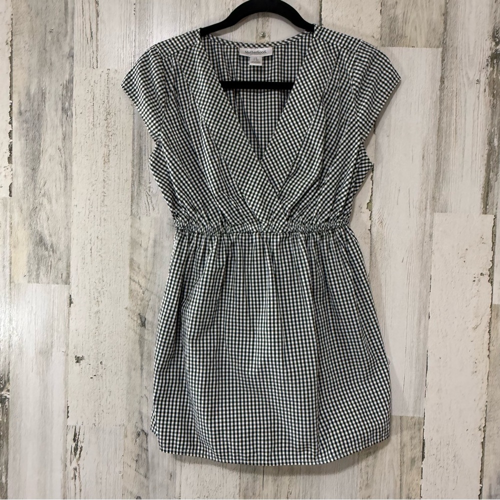 Motherhood Black and White Checkered Blouse